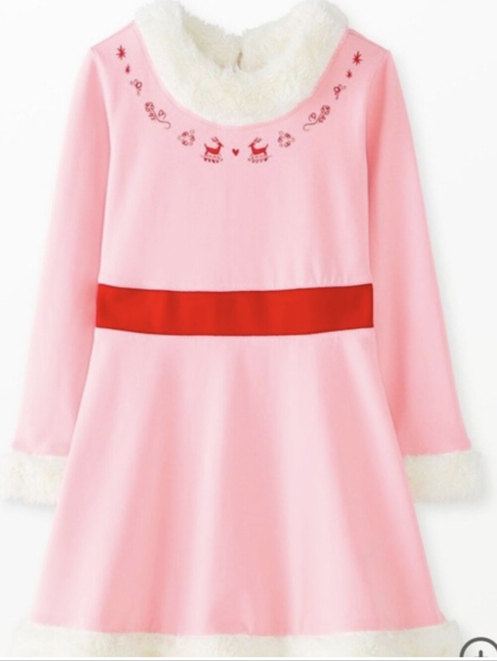 HANNA ANDERSSON girls Faux Fur Trim JOVI dress size 5 ELF christmas Movie